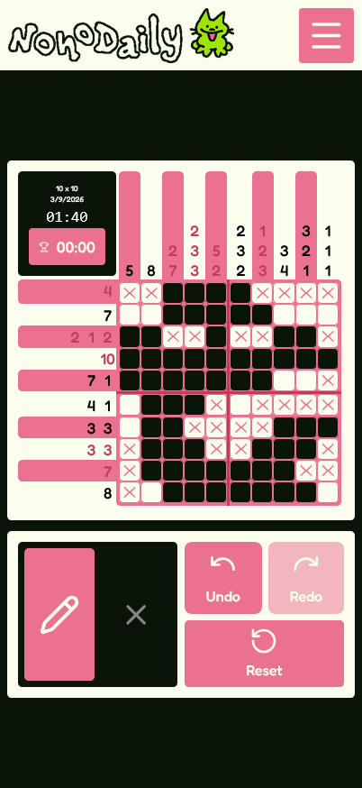 The puzzle board on a phone's display.